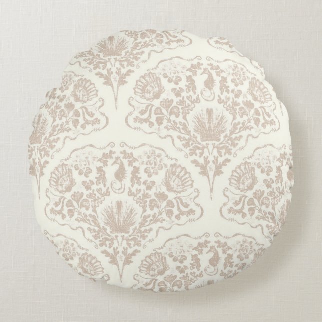 Sand Seashell Beach Round Pillow (Front)