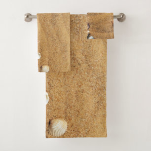 Sand Seashells Bathroom Decorative Bath Towel Set
