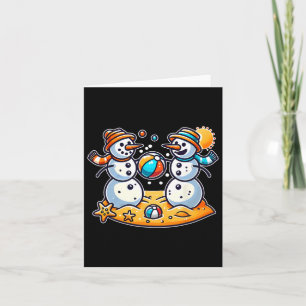 Sand Snowman Playing Beach Ll Xmas In July Summer  Card