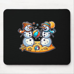 Sand Snowman Playing Beach Ll Xmas In July Summer Mouse Pad