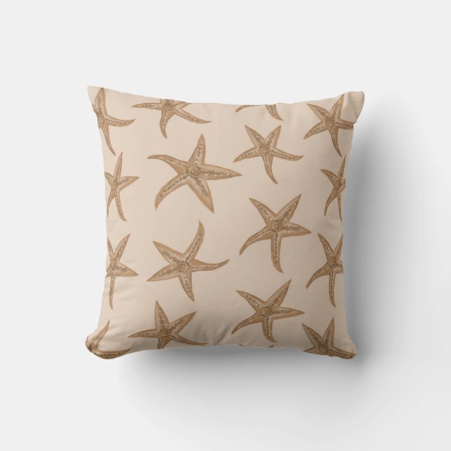 Sand starfish on new ivory throw pillow (Front)