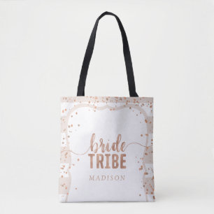 Sand Stripes & Rose Gold Confetti Bride Tribe Tote Bag