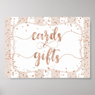 Sand Stripes & Rose Gold Confetti Cards & Gifts Poster