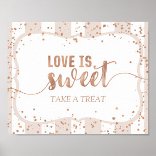 Sand Stripes & Rose Gold Confetti Love is Sweet Poster