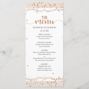 Sand Stripes & Rose Gold Confetti Wedding Menu