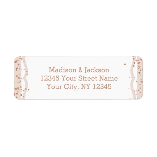 Sand Stripes & Rose Gold Wedding Return Address Return Address Label