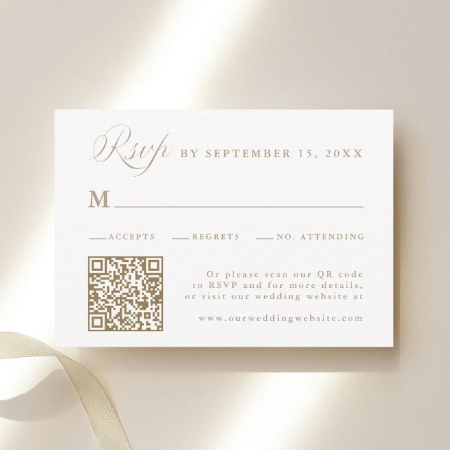 Sand Stylish Calligraphy Wedding RSVP Card (Creator Uploaded)