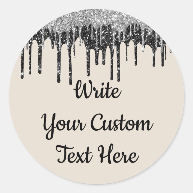 Sand Tan Silver Anniversary Birthday Party Glitter Classic Round Sticker (Front)