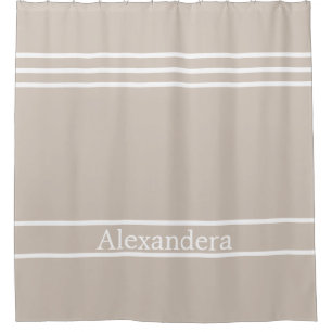 Sand Tan Taupe White Striped Nautical Coastal