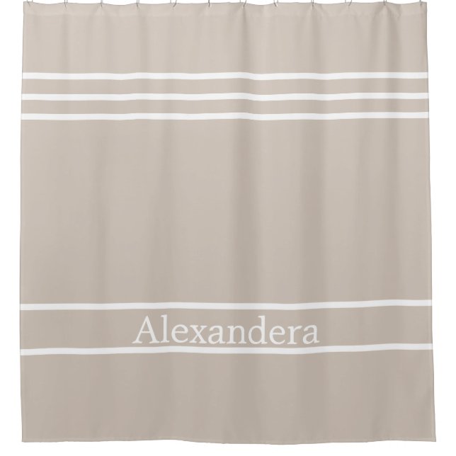 Sand Tan Taupe White Striped Nautical Coastal (Front)