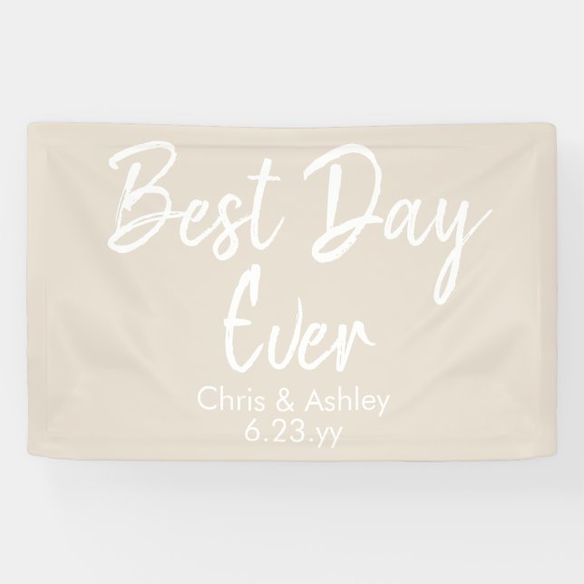 Sand Tan Wedding Reception Decor Best Day Ever Banner (Horizontal)
