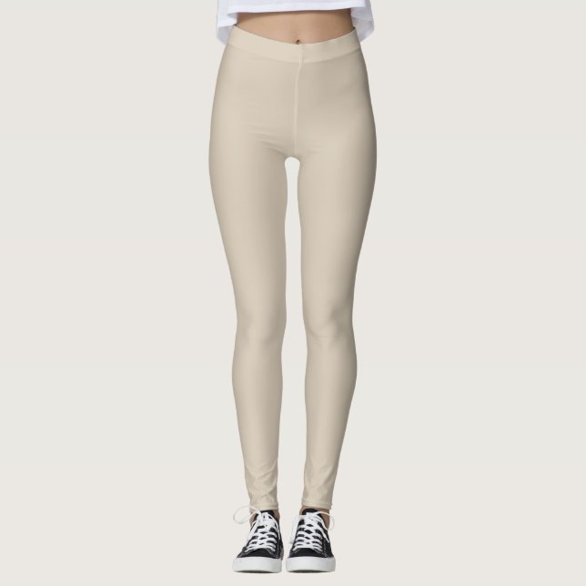Sand Tone Beige Solid Colour Studio Clay MQ2-27 Leggings (Front)