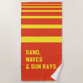 Sand, Waves And Sun Rays Beach Towel