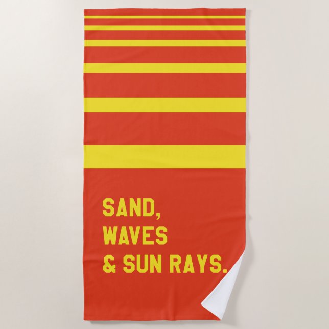 Sand, Waves And Sun Rays Beach Towel (Front)
