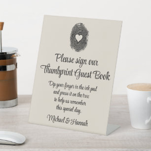Sand Wedding Thumbprint Guest Book Reception Table Pedestal Sign
