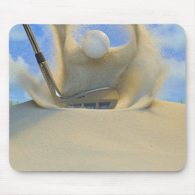 sand wedge hitting a golf ball out of a sand 2 mouse pad (Front)