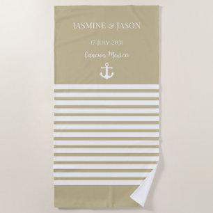 Sand White Personalized Destination Wedding Favour Beach Towel