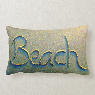 Sand Writing Beach Lumbar Pillow