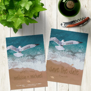 Sand Writing Coastal Beach Destination Wedding Save The Date