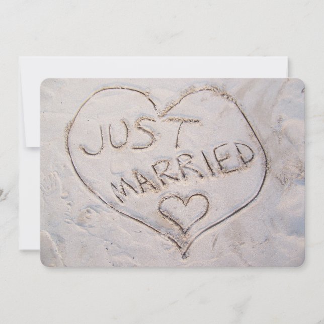 Sand Writing Just Married Announcement Party (Front)
