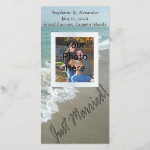 Sand Writing on the Beach, Just Married Announcement