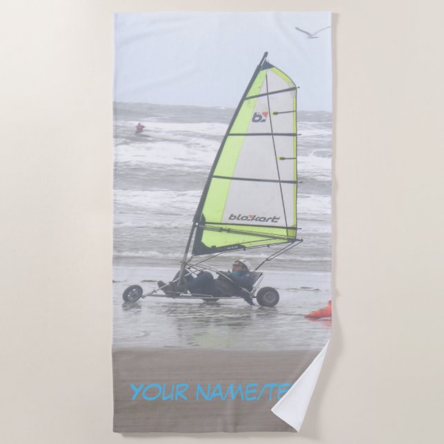 Sand Yachting with Seagul Cust. Beach Towel (Front)
