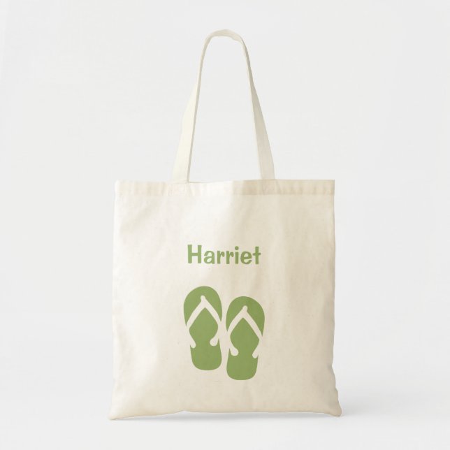 Sandals flip flop summer green custom tote bag (Front)