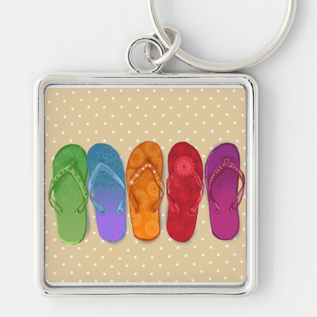Sandals flip-flops beach party - sand dots keychain (Front)
