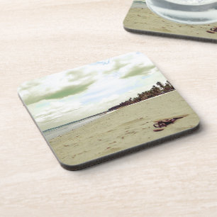 Sandals on Tropical Beach Coaster