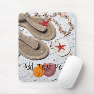 Sandals, Seashells and Starfish at the Beach Mouse Pad