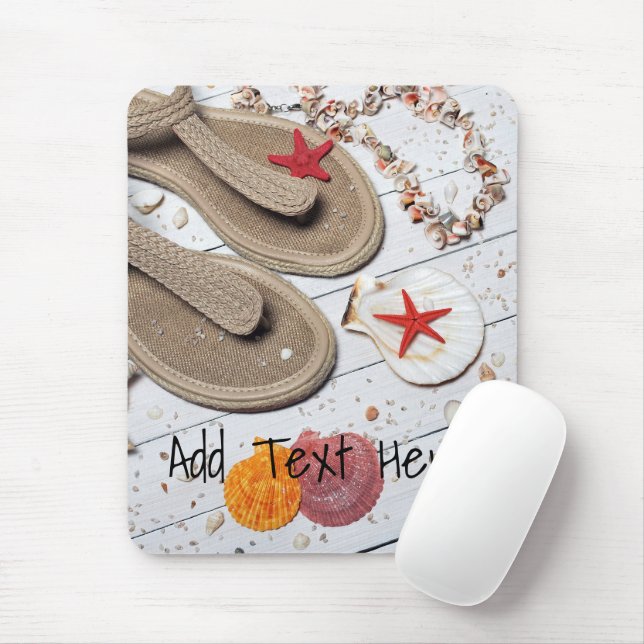 Sandals, Seashells and Starfish at the Beach Mouse Pad (With Mouse)