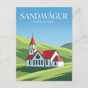 Sandavágur Church Faroe Islands Postcard