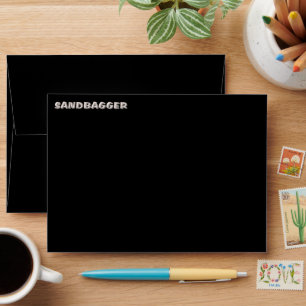 Sandbagger black standard envelopes front top