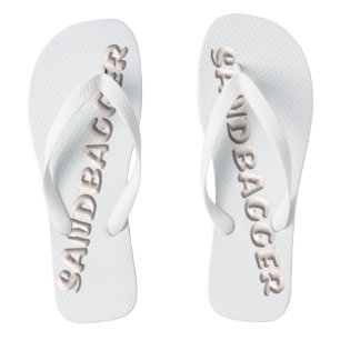 Sandbagger white wide flip flops
