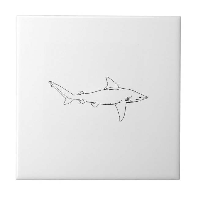 Sandbar Shark Illustration (line art) Tile (Front)
