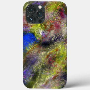 Sandblasted splattered yellow red paint on cotton  iPhone 13 pro max case