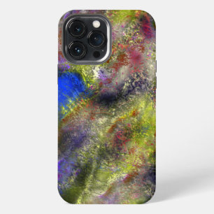 Sandblasted splattered yellow red paint on cotton iPhone 13 pro max case