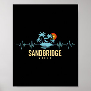 Sandbridge Beach Virginia Heartbeat 80s Retro Beac Poster