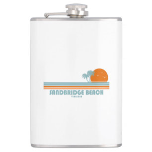 Sandbridge Beach Virginia Sun Palm Trees Hip Flask