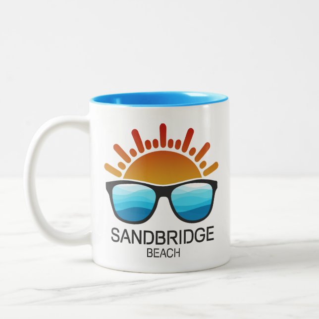 Sandbridge Beach Virginia Sunglasses Two-Tone Coffee Mug (Left)