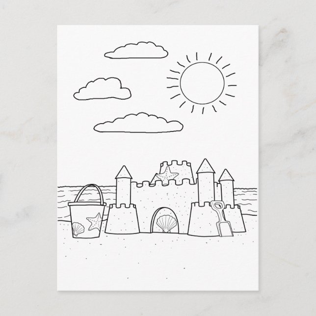 Sandcastle Adult Colouring Postcard (Front)