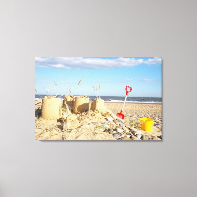 Sandcastle At Beach Canvas Print (Front)