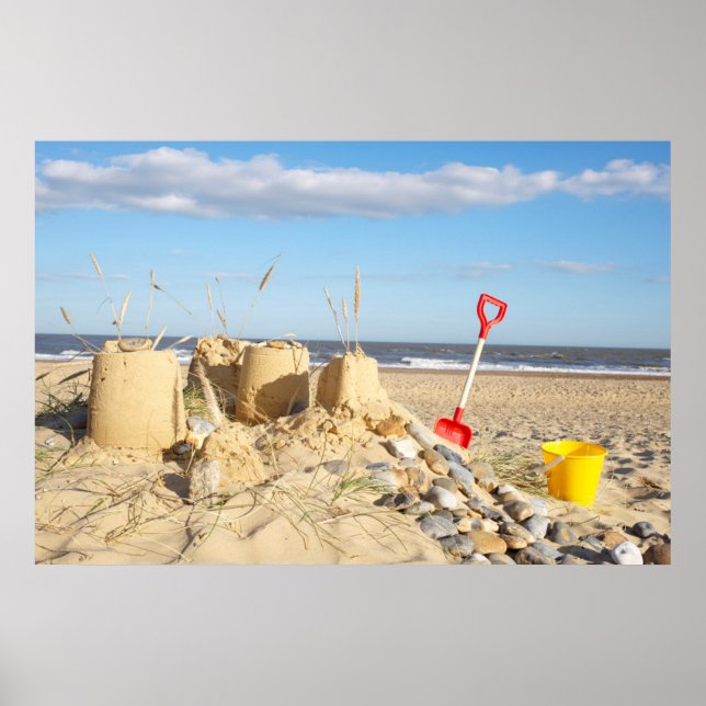 Sandcastle At Beach Poster (Front)