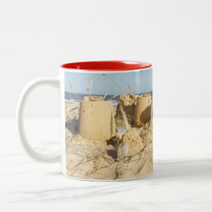 Sandcastle At Beach Two-Tone Coffee Mug