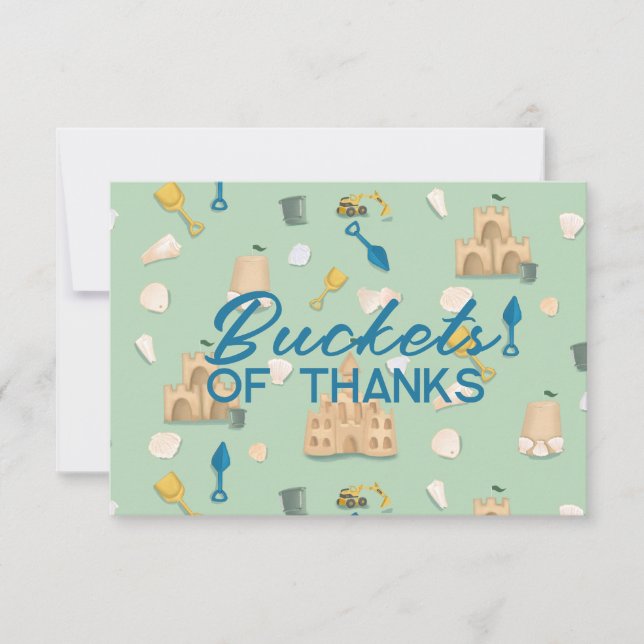 Sandcastle Beach Day Birthday Baby Shower  Thank You Card (Front)