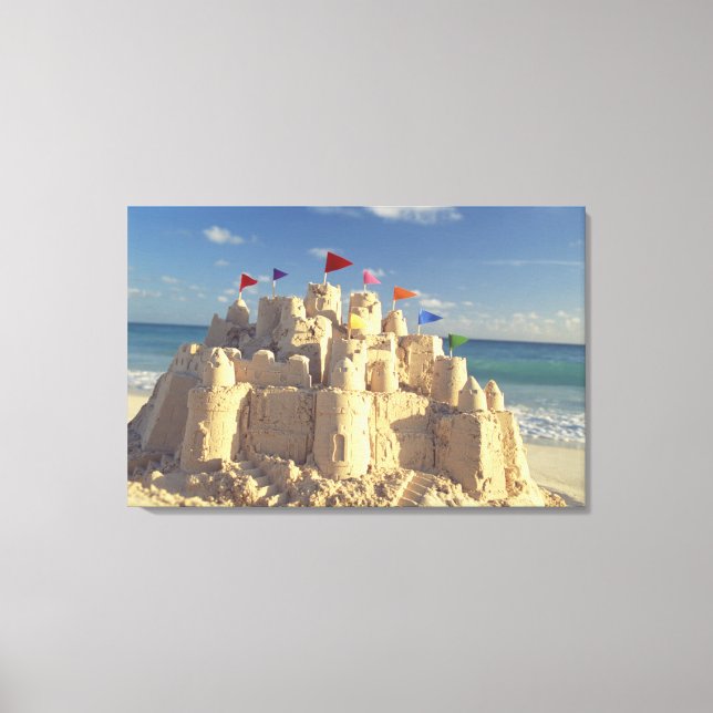 Sandcastle On Beach Canvas Print (Front)
