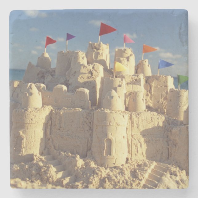 Sandcastle On Beach Stone Coaster (Front)