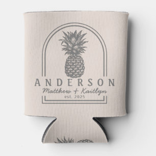 Sandcastle Pink Pineapple Wedding Arch & Name Can Cooler