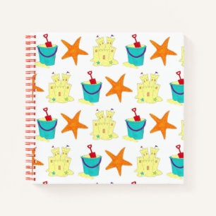 Sandcastle Sand Castle Starfish Pail Beach Ocean Notebook