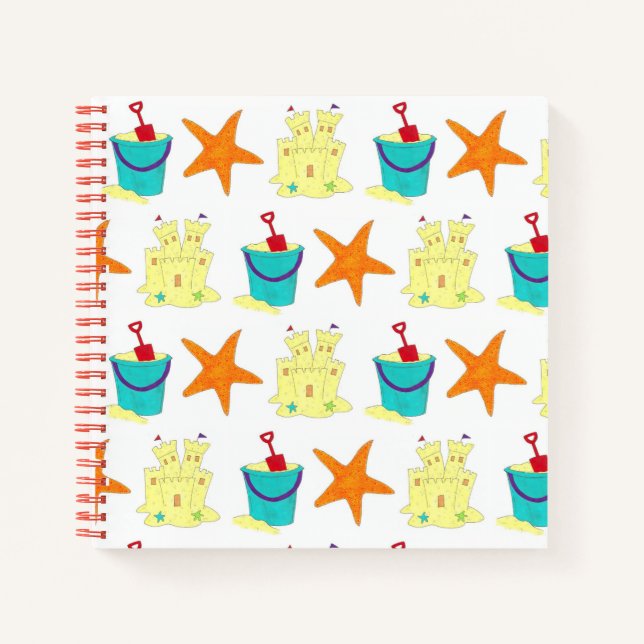 Sandcastle Sand Castle Starfish Pail Beach Ocean Notebook (Front)